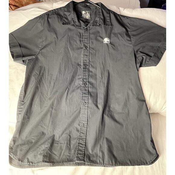 Taco Bell Button Up Shirt Mens Large Black Short Sleeve Employee Logo - Picture 3 of 9